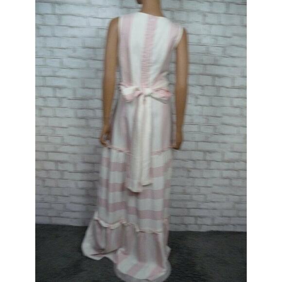 $485 Paper London Zoe Spellbound Pink Ivory Striped Tier Maxi Dress 14 NWT - Picture 10 of 11